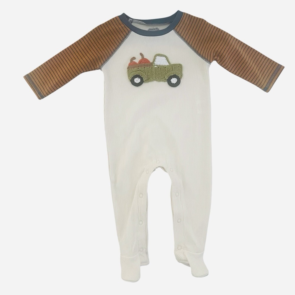 New! Mudpie 3-6 Month Longall Romper Pumpkin Patch Fall Thanksgiving